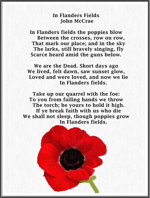 Tekst van het gedicht In Flanders Fields van John McCrae